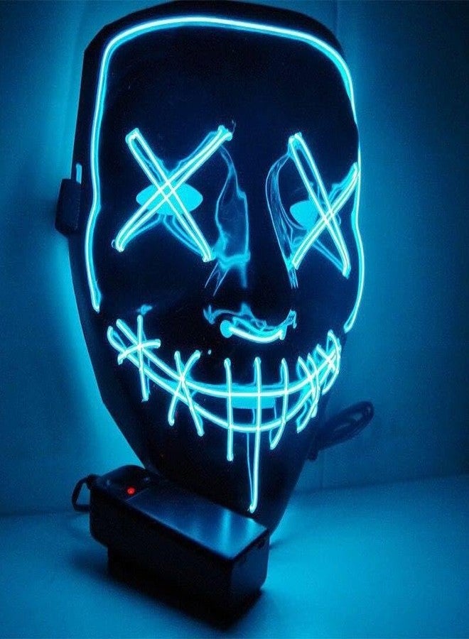 Boolavard Halloween Mask LED Light up Mask for Festival Cosplay Halloween Costume Masquerade Parties, Carnival, Gifts (Orange & Blue) - Image 3